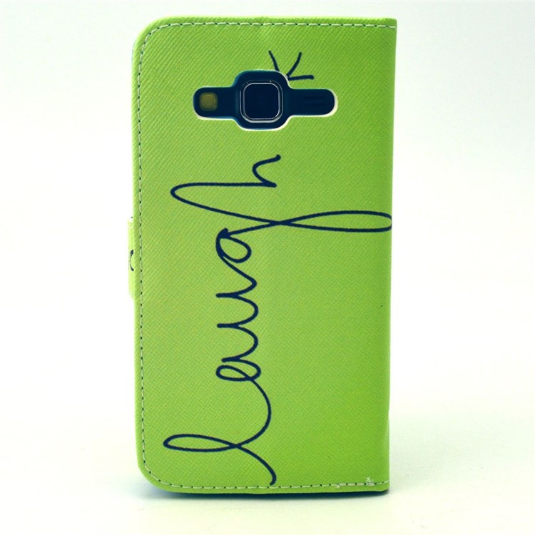 Letter Laugh Leather Stand Wallet Cover for Galaxy Core Prime SM-G360-2