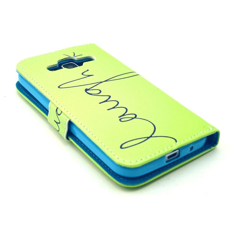 Letter Laugh Leather Stand Wallet Cover for Galaxy Core Prime SM-G360-5