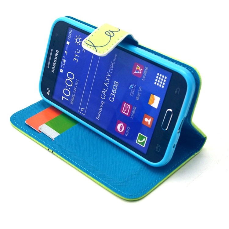 Letter Laugh Leather Stand Wallet Cover for Galaxy Core Prime SM-G360-6