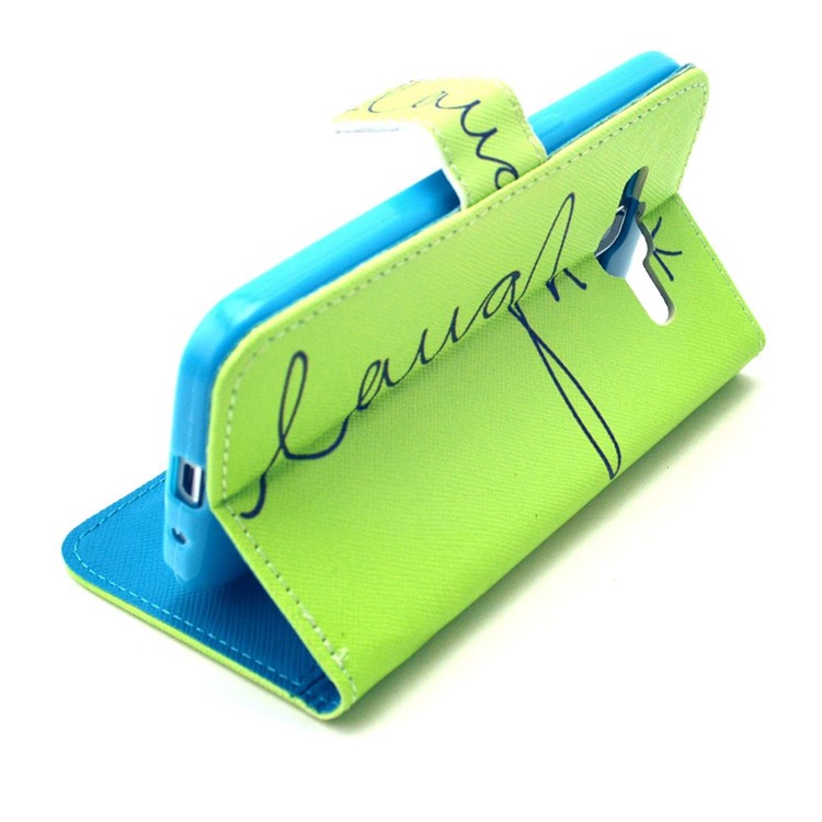 Letter Laugh Leather Stand Wallet Cover for Galaxy Core Prime SM-G360-7