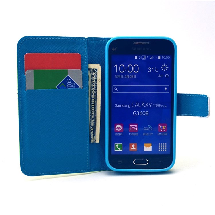 Letter Laugh Leather Stand Wallet Cover for Galaxy Core Prime SM-G360-8