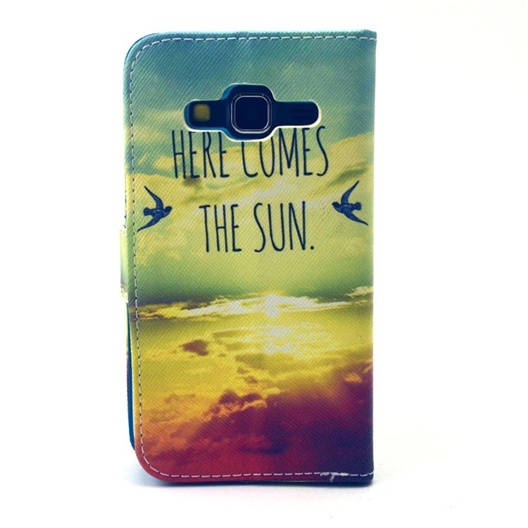 Leather Stand Wallet Cover for Galaxy Core Prime SM-G360 - Here Comes the Sun-2