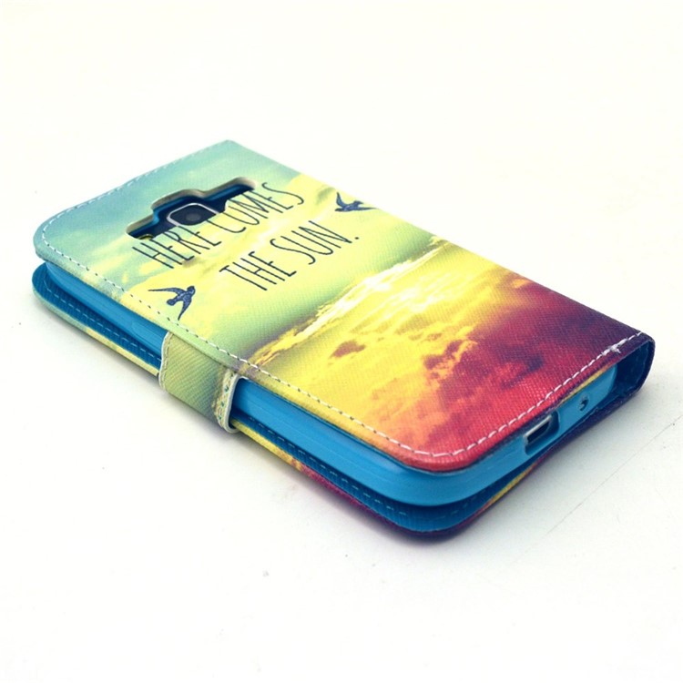 Leather Stand Wallet Cover for Galaxy Core Prime SM-G360 - Here Comes the Sun-4