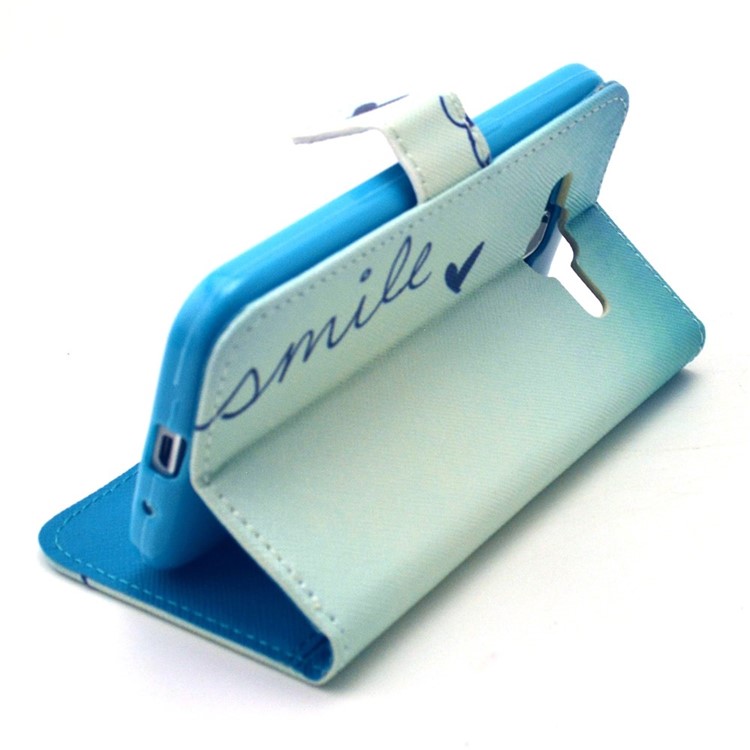 Smile & Heart Leather Stand Wallet Cover for Galaxy Core Prime SM-G360-5