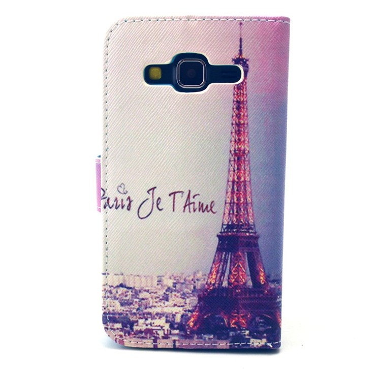 Eiffel Tower Leather Stand Wallet Cover for Galaxy Core Prime SM-G360-2