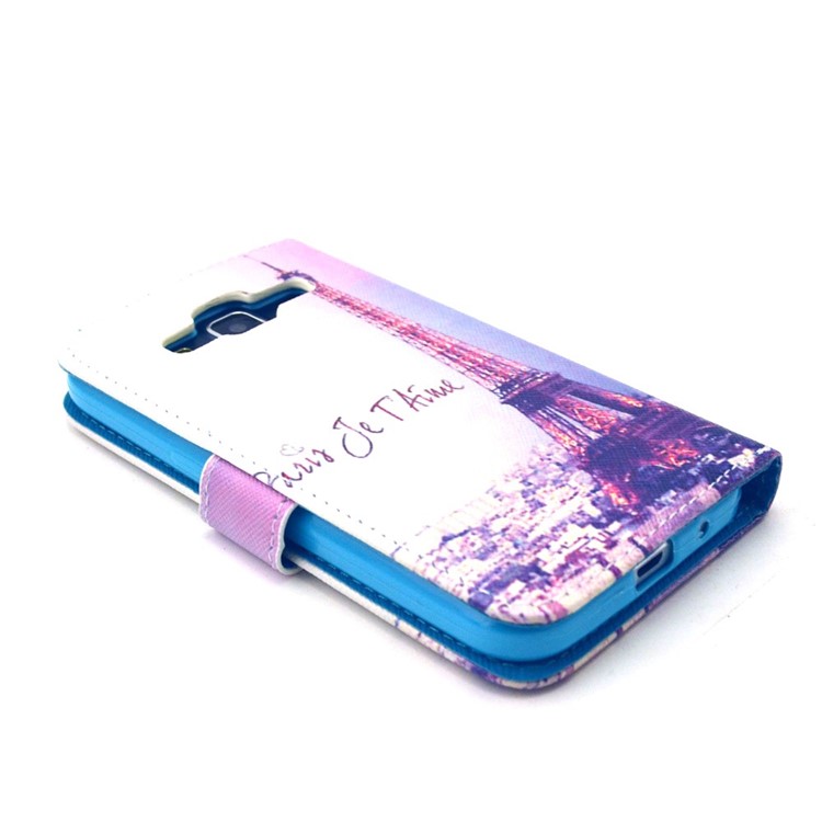 Eiffel Tower Leather Stand Wallet Cover for Galaxy Core Prime SM-G360-4