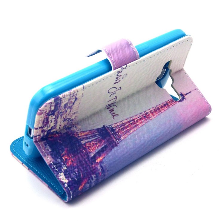 Eiffel Tower Leather Stand Wallet Cover for Galaxy Core Prime SM-G360-5