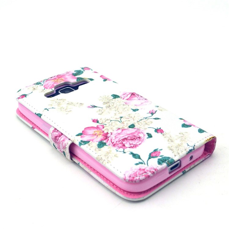 Rose Flowers Leather Card Holder Case for Galaxy Core Prime SM-G360-4