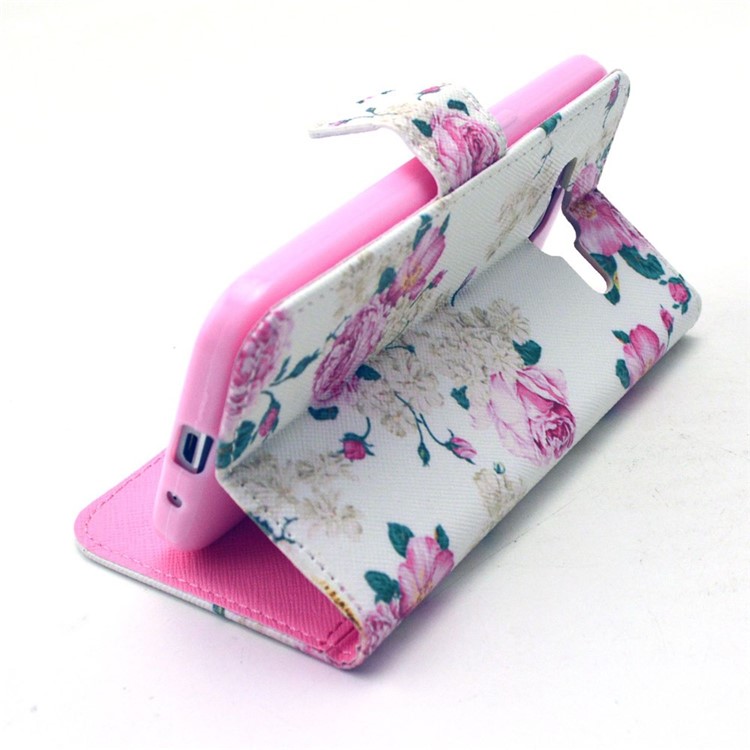 Rose Flowers Leather Card Holder Case for Galaxy Core Prime SM-G360-5