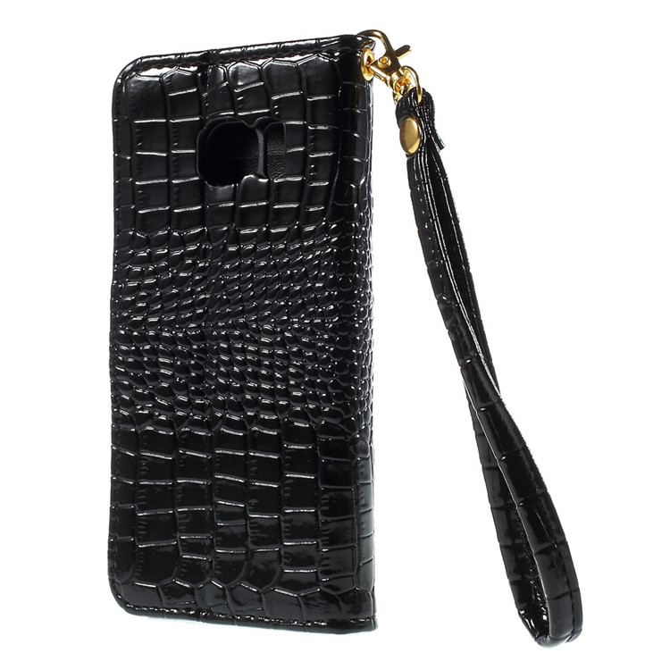 Crocodile Texture Wallet Leather Case for Galaxy S6 Edge G925 - Black-2