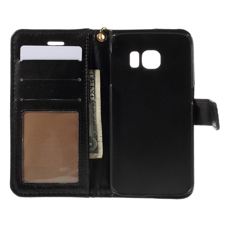 Crocodile Texture Wallet Leather Case for Galaxy S6 Edge G925 - Black-6