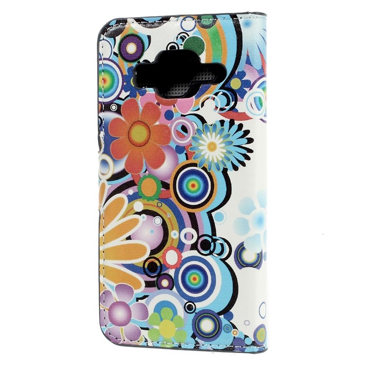 Horizontal Flip Leather Wallet Case for Samsung Galaxy Core Prime SM-G360 - Colorized flower-2