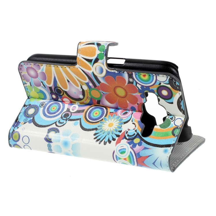 Horizontal Flip Leather Wallet Case for Samsung Galaxy Core Prime SM-G360 - Colorized flower-4