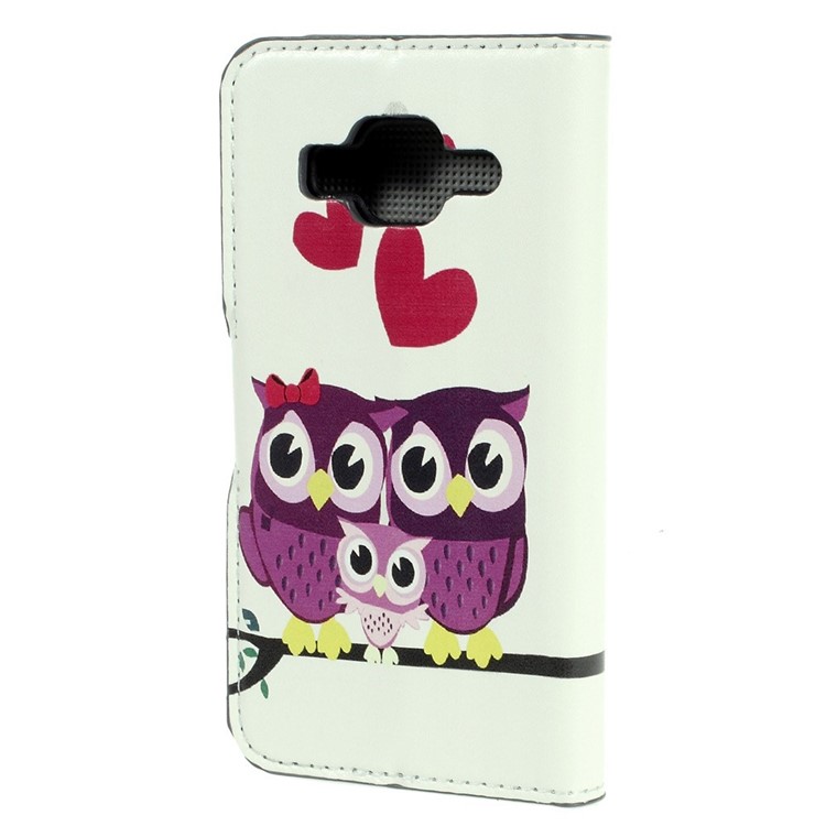 Horizontal Flip Leather Wallet Shell for Samsung Galaxy Core Prime SM-G360 - Love Owls-2
