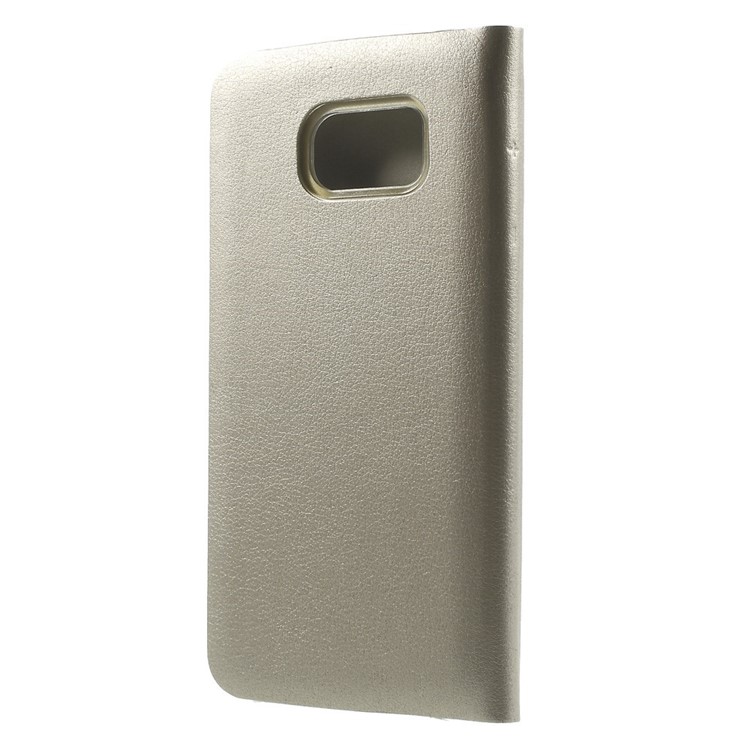 Leather Card Holder Cover for Samsung Galaxy S6 Edge G925 - Champagne-2