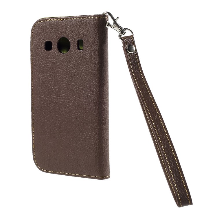 Leaf Pattern Magnetic Leather Wallet Shell for Samsung Galaxy Ace 4 SM-G357FZ / Ace Style LTE G357 - Coffee-2