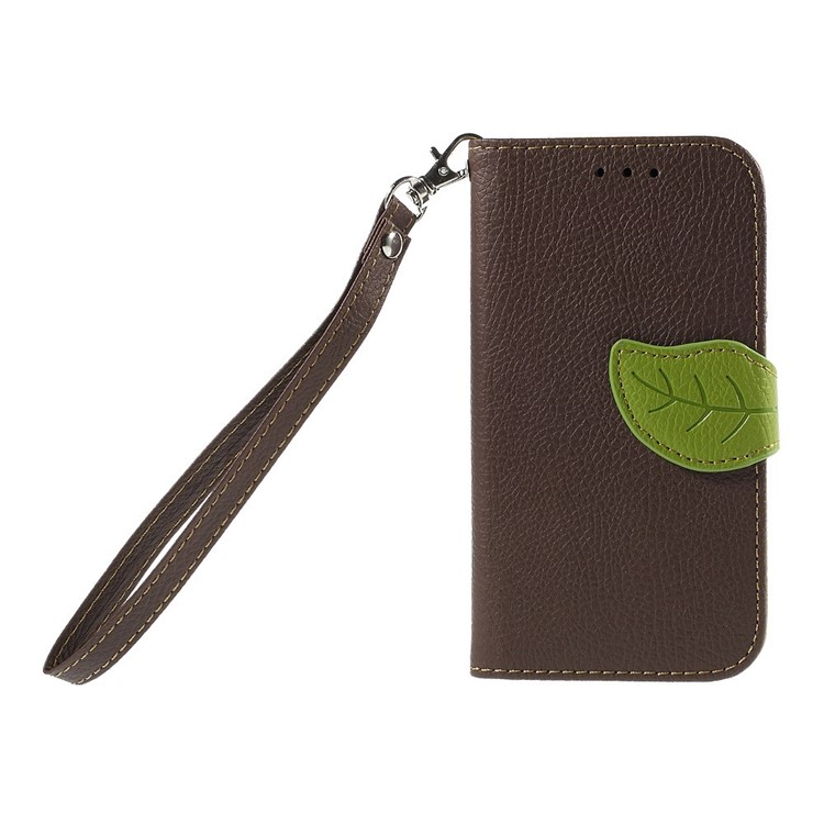 Leaf Pattern Magnetic Leather Wallet Shell for Samsung Galaxy Ace 4 SM-G357FZ / Ace Style LTE G357 - Coffee-3