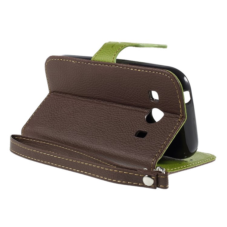 Leaf Pattern Magnetic Leather Wallet Shell for Samsung Galaxy Ace 4 SM-G357FZ / Ace Style LTE G357 - Coffee-5