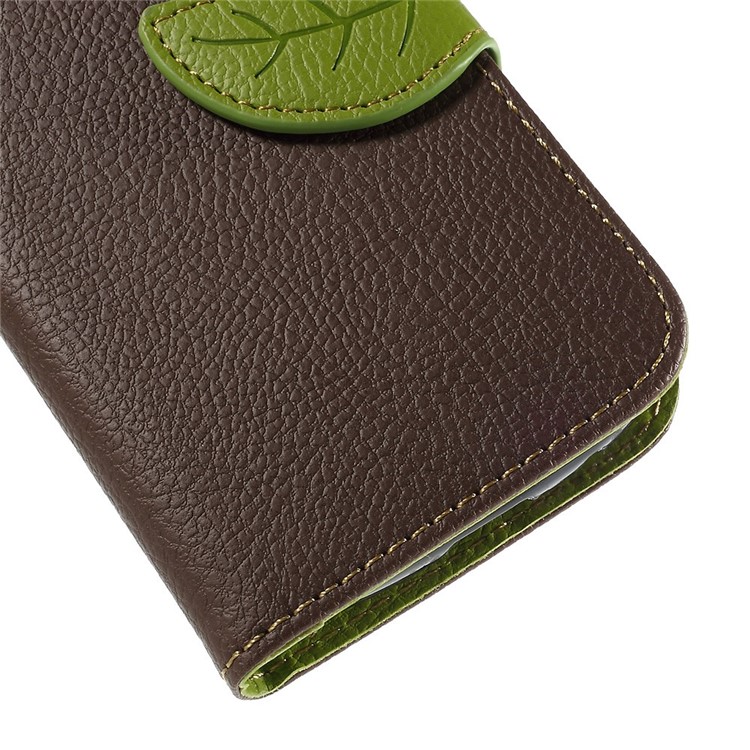 Leaf Pattern Magnetic Leather Wallet Shell for Samsung Galaxy Ace 4 SM-G357FZ / Ace Style LTE G357 - Coffee-8