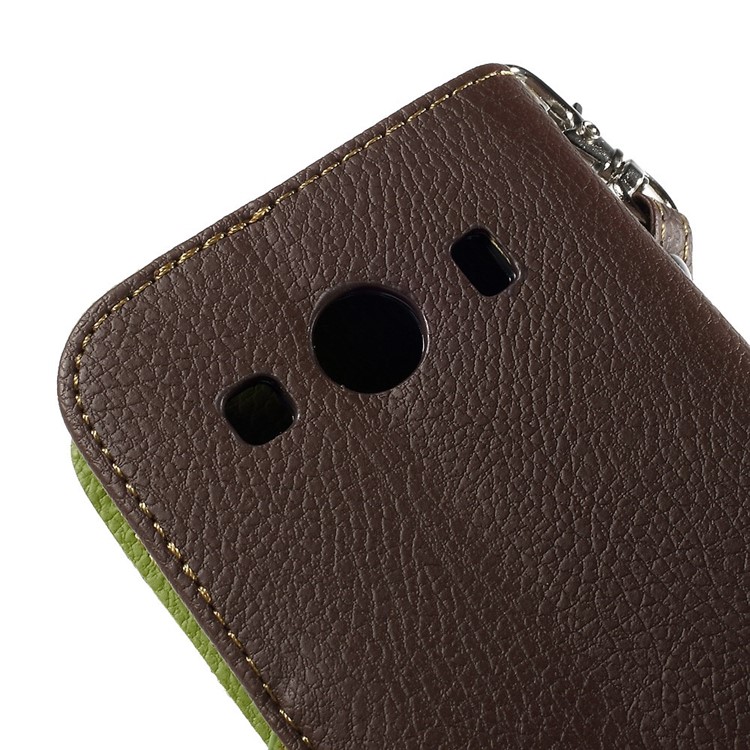 Leaf Pattern Magnetic Leather Wallet Shell for Samsung Galaxy Ace 4 SM-G357FZ / Ace Style LTE G357 - Coffee-9