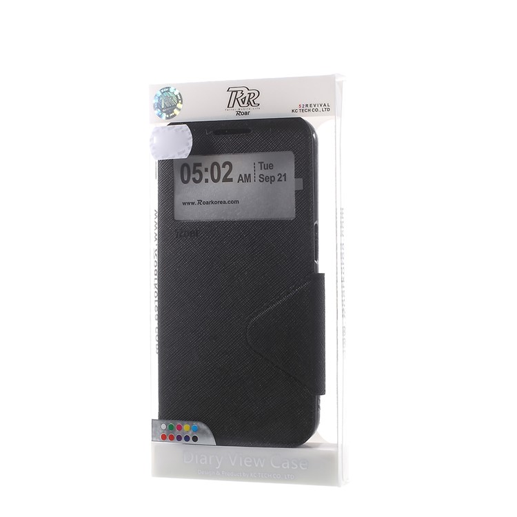 ROAR KOREA Diary Window View Leather Case for Samsung Galaxy S6 G920 - Black-11