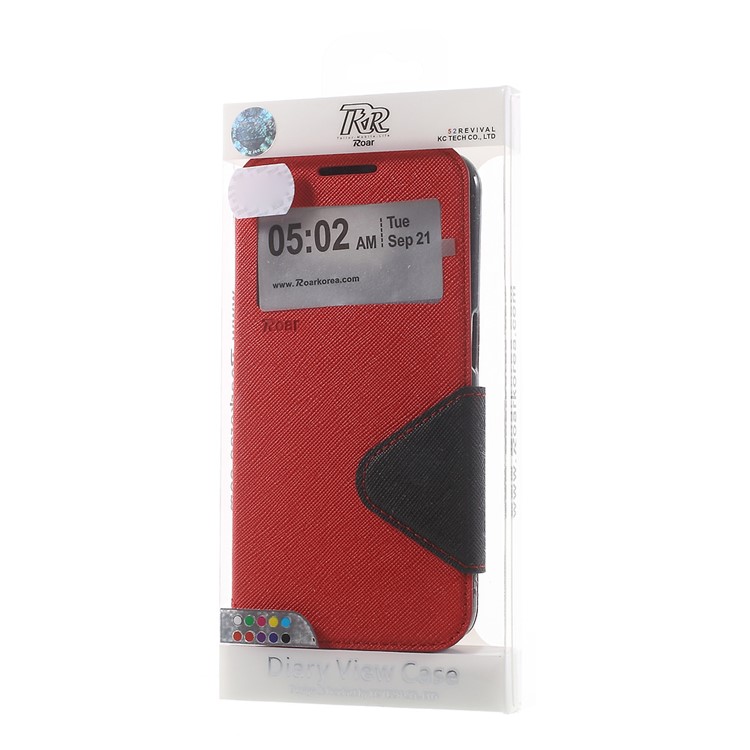 ROAR KOREA Diary Window View Leather Card Slot Cover for Samsung Galaxy S6 G920 - Red-11