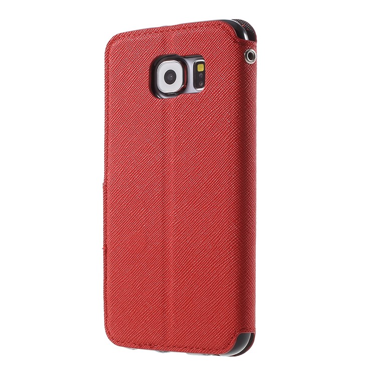 ROAR KOREA Diary Window View Leather Card Slot Cover for Samsung Galaxy S6 G920 - Red-2
