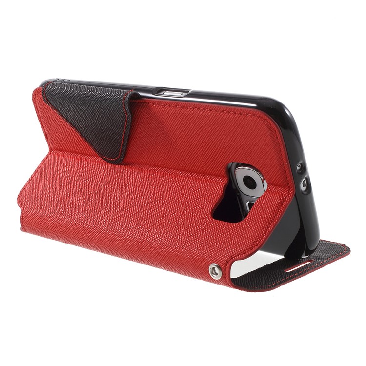 ROAR KOREA Diary Window View Leather Card Slot Cover for Samsung Galaxy S6 G920 - Red-4