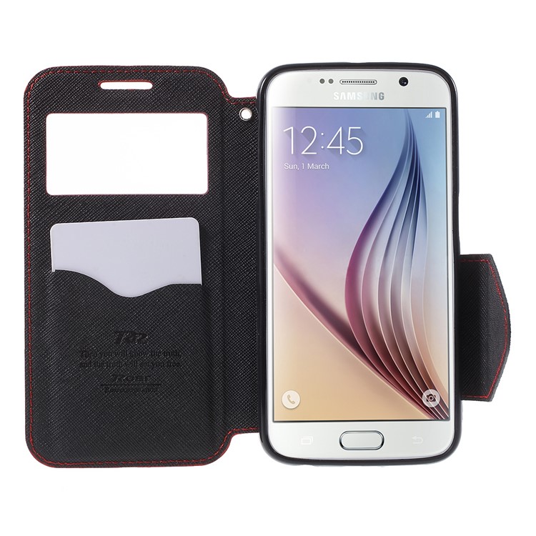 ROAR KOREA Diary Window View Leather Card Slot Cover for Samsung Galaxy S6 G920 - Red-5