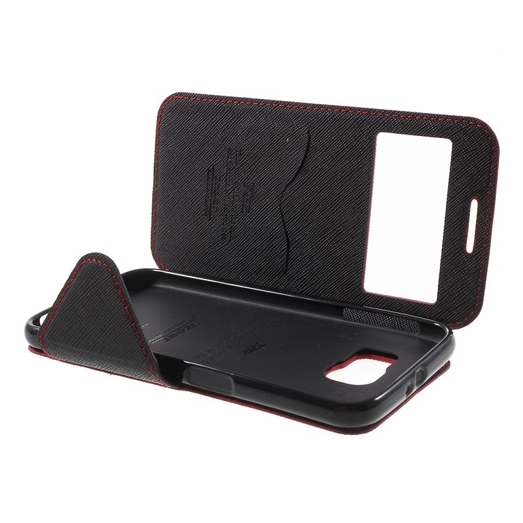 ROAR KOREA Diary Window View Leather Card Slot Cover for Samsung Galaxy S6 G920 - Red-6
