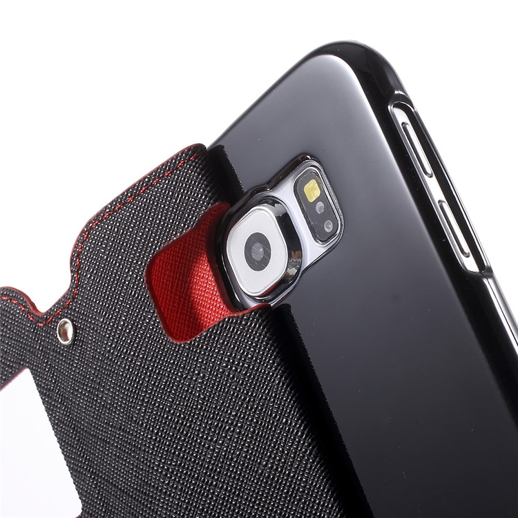 ROAR KOREA Diary Window View Leather Card Slot Cover for Samsung Galaxy S6 G920 - Red-7