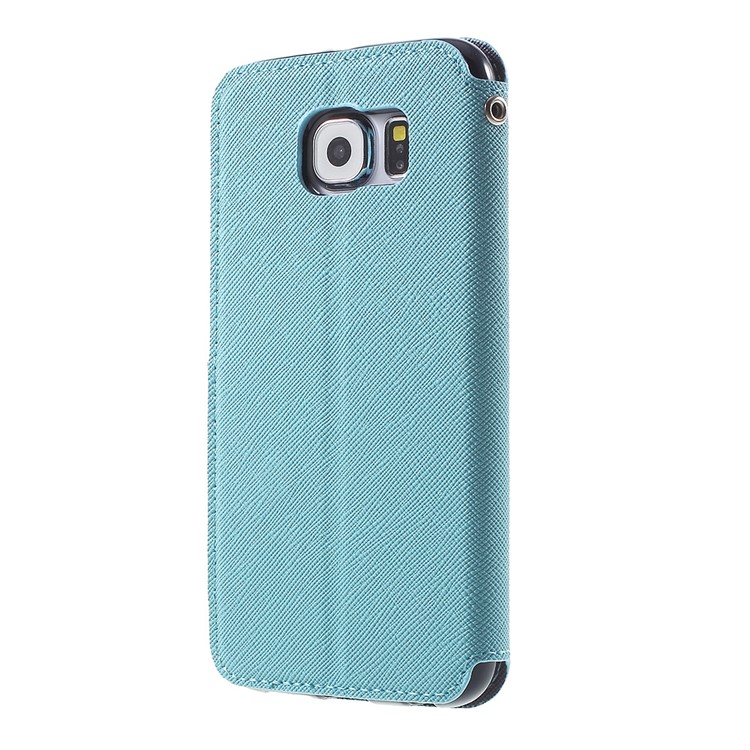 ROAR KOREA Diary Window View Flip Leather Cover for Samsung Galaxy S6 G920 - Light Blue-2