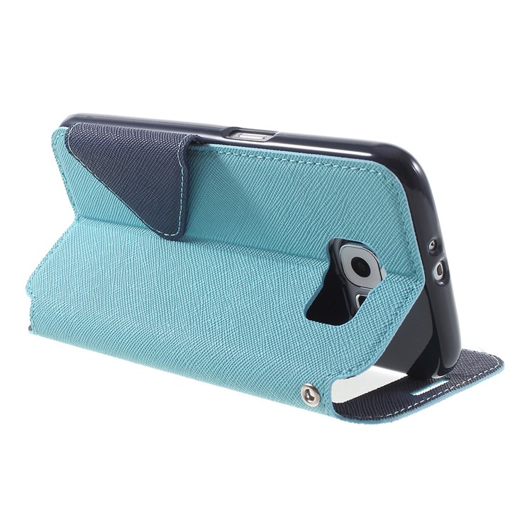 ROAR KOREA Diary Window View Flip Leather Cover for Samsung Galaxy S6 G920 - Light Blue-4