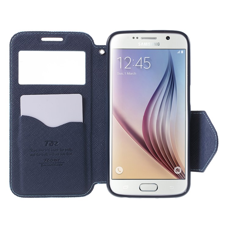 ROAR KOREA Diary Window View Flip Leather Cover for Samsung Galaxy S6 G920 - Light Blue-5