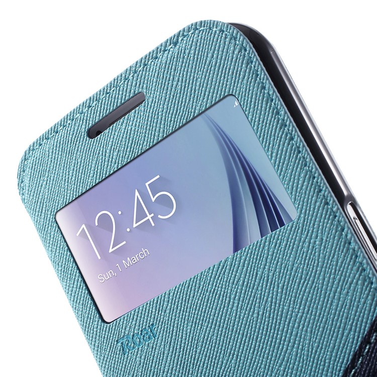 ROAR KOREA Diary Window View Flip Leather Cover for Samsung Galaxy S6 G920 - Light Blue-8
