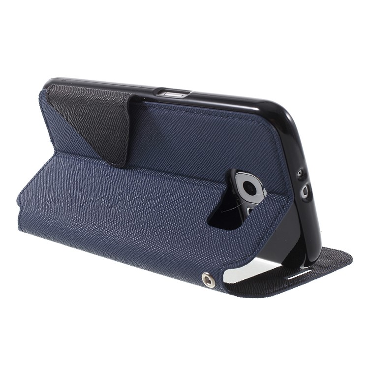 ROAR KOREA Diary Window View Flip Leather Shell for Samsung Galaxy S6 G920 - Dark Blue-4