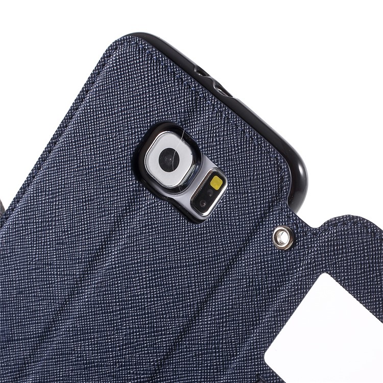 ROAR KOREA Diary Window View Flip Leather Shell for Samsung Galaxy S6 G920 - Dark Blue-7