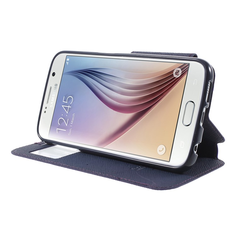 ROAR KOREA Diary Window View Leather Stand Case for Samsung Galaxy S6 G920 - Purple-3