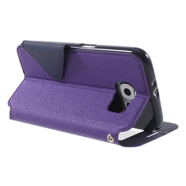 ROAR KOREA Diary Window View Leather Stand Case for Samsung Galaxy S6 G920 - Purple-4