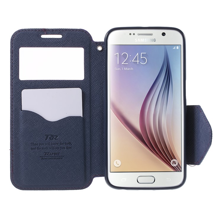 ROAR KOREA Diary Window View Leather Stand Case for Samsung Galaxy S6 G920 - Purple-5