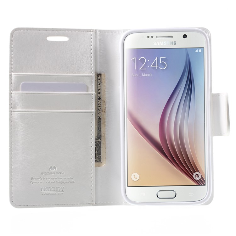 MERCURY Goospery Sonata Diary Wallet Leather Case for Samsung Galaxy S6 G920 - White-5