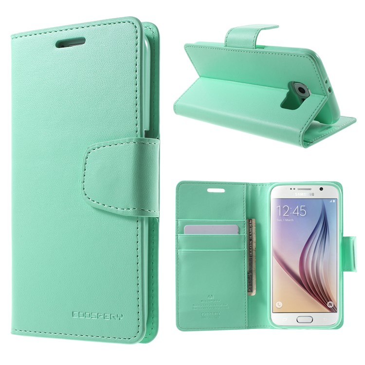 MERCURY Goospery Sonata Diary Wallet Leather Case Shell for Samsung Galaxy S6 G920 - Cyan-1