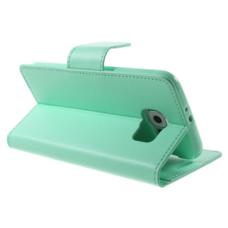 MERCURY Goospery Sonata Diary Wallet Leather Case Shell for Samsung Galaxy S6 G920 - Cyan-4