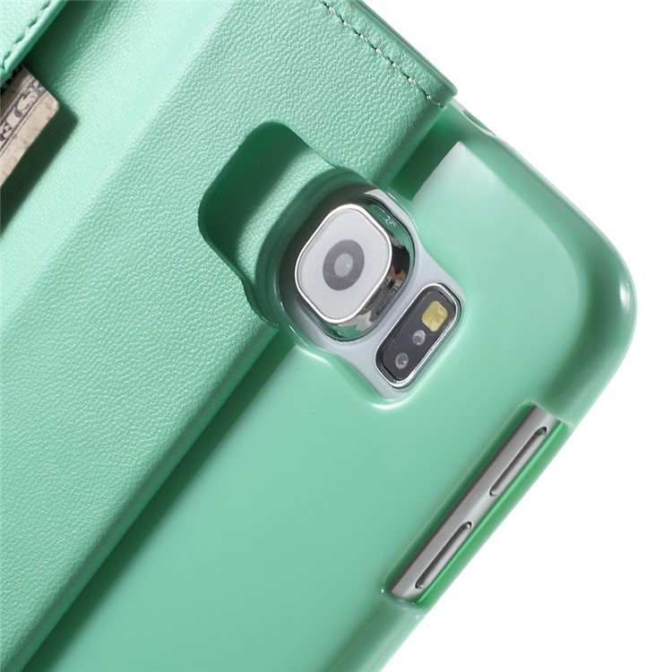 MERCURY Goospery Sonata Diary Wallet Leather Case Shell for Samsung Galaxy S6 G920 - Cyan-6