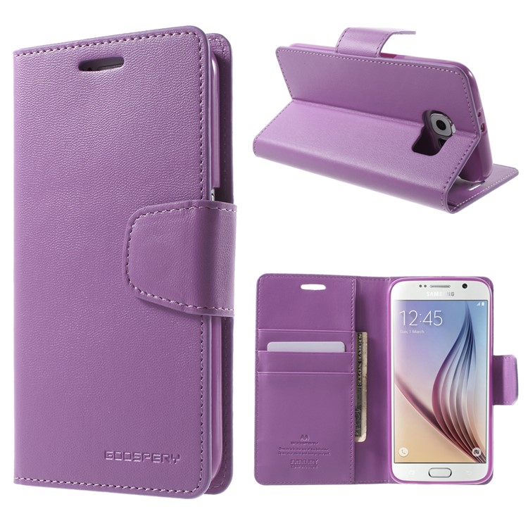 MERCURY Goospery Sonata Diary Wallet Leather Cover Shell for Samsung Galaxy S6 G920 - Purple-1