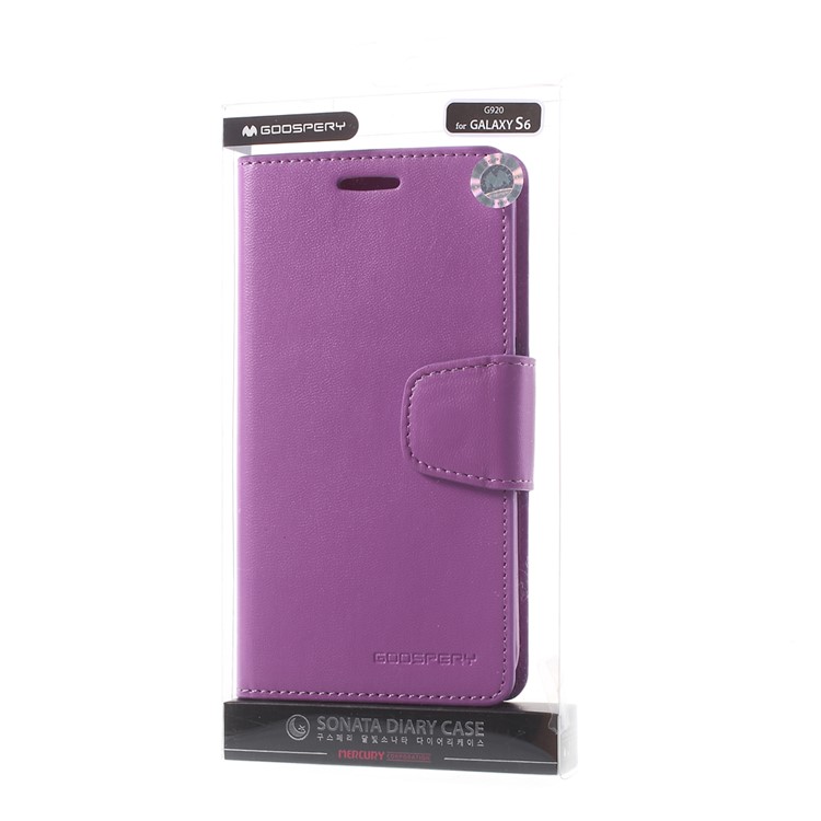 MERCURY Goospery Sonata Diary Wallet Leather Cover Shell for Samsung Galaxy S6 G920 - Purple-10
