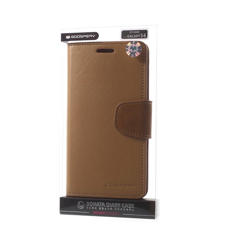 MERCURY Goospery Sonata Diary Wallet Leather Cover for Samsung Galaxy S6 G920 - Brown-11