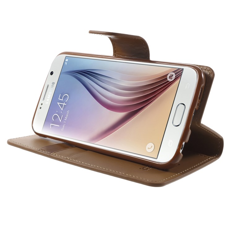 MERCURY Goospery Sonata Diary Wallet Leather Cover for Samsung Galaxy S6 G920 - Brown-3