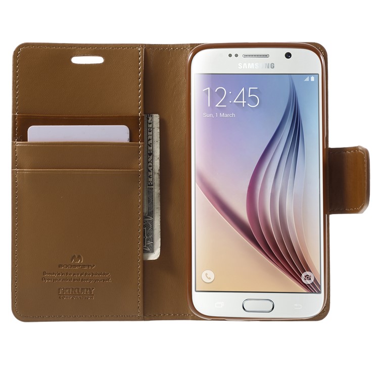 MERCURY Goospery Sonata Diary Wallet Leather Cover for Samsung Galaxy S6 G920 - Brown-5