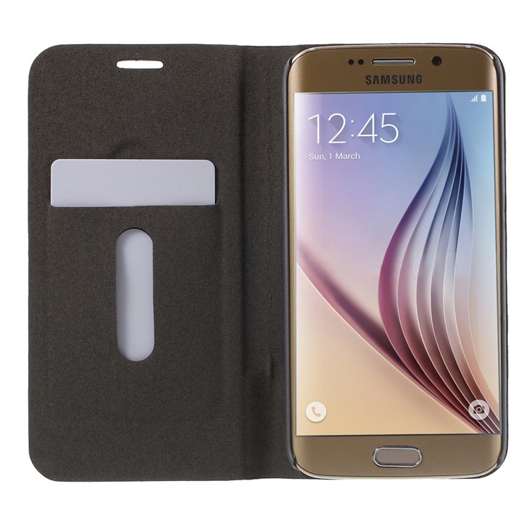Two-color Line Texture Leather Cover Case for Samsung Galaxy S6 Edge G925 - Baby Blue-8